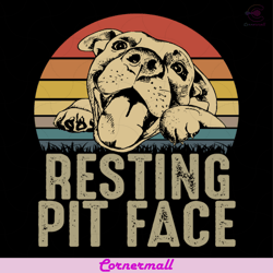 resting pit face svg, animal svg, pit face svg, pitbull svg, retro vintage svg, pitbull lovers svg, friend gift svg, dog