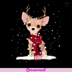 chihuahua svg, animal svg, reindeer svg, dogs svg, christmas light svg, dogs lovers svg, red scarf svg, wall decoration