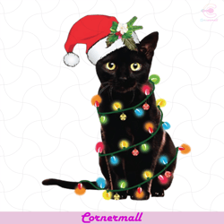 christmas cat svg, animal svg, black cat svg, santa hat svg, christmas light svg, cat svg, love cat svg, funny animal sv