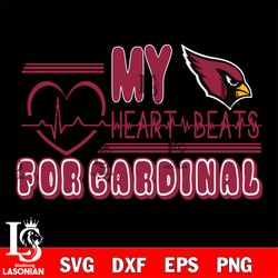 arizona cardinals heart beats svg, digital download