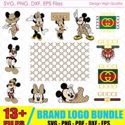 disney gucci bundle svg, disney bundle logo, chanel logo svg, lv logo svg, gucci logo svg, fashion logo svg