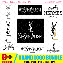 ysl logo bundle svg, ysl svg, lv logo svg, gucci logo svg, chanel logo svg, fashion logo svg, brand logo svg