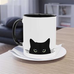 black cat mug -cat gifts,cat mug,cat cup,cat coffee mug,cat coffee cup,cat lover gift,black cat gifts,black cat mug,cat