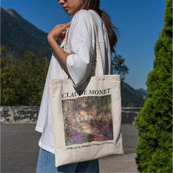 pathway in monet's garden at giverny tote bag -aesthetic tote bag,artsy tote bag,aesthetic tote,monet tote,monet canvas