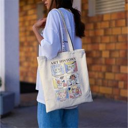 cat art history tote bag -aesthetic tote bag,artsy tote bag,art tote bag,aesthetic tote,cat tote bag,cat bag,cat canvas