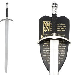 jon snow: long claw sword replica bundle with wall plaque and leather sheath