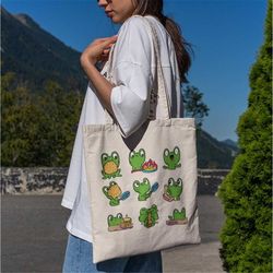 funny frogs tote bag -aesthetic tote bag,artsy tote bag,art tote bag,frog tote bag,frog canvas bag,frog canvas tote bag,