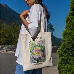 goldfish tote bag -aesthetic tote bag,artsy tote bag,art tote bag,aesthetic tote,matisse tote,matisse bag,matisse canvas
