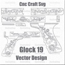 glock 19 hand gun design vector art