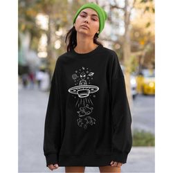 alien ufo and cat sweatshirt -graphic tees,graphic hoodies,alien shirt,alien t shirt,cat gifts,funny cat shirt,cat t shi