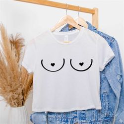 heart boobs crop top, titties crop shirt, cancer awareness tank, draw boobs crop shirt, feminist tee, breast cancer tee