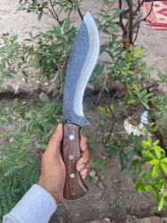 handmade 1095 carbon steel kukhri knife with rose wood handle. best bushcraft and survivalist knife. best gift for dad