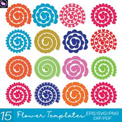 rolled paper flower templates svg cut, cricut, digital download, digital paper svg