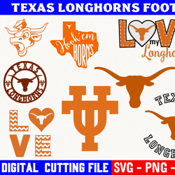texas longhorns football bundle, football team svg,  texas longhorns svg, clipart png vinyl cut file, cricut, silhouette