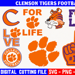 clemson tigers football bundle, football team svg, clemson tigers svg, clipart png vinyl cut file, cricut, silhouette