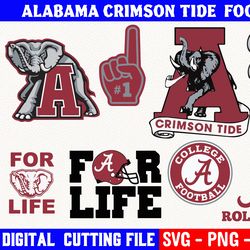 alabama crimson tide bundle, football team svg, crimson tide svg, clipart png vinyl cut file, cricut, silhouette file