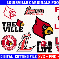 louisville cardinals bundle, football team svg, louisville cardinals svg, clipart png vinyl cut file, cricut, silhouette
