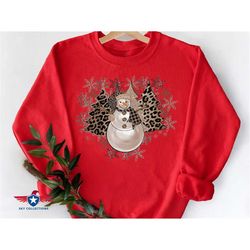 leopard snowman shirt, winter tshirt, winter season shirts, christmas shirt, holiday shirt, winter tee, christmas gift,