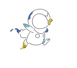 pokemon embroidery line art design - piplup embroidery pattern - cartoon machine embroidery design