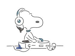 cartoon embroidery line art design - dj snoopy embroidery pattern - snoopy machine embroidery design