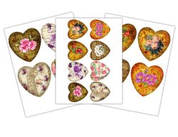 instant download shabby shic flovers gift tags - heart tags - collage sheet - printable download - gift tags - scrapbook