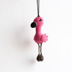 pink flamingo car mirror charm rear view mirror pendant ornament