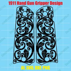 1911 gun gripper design custom, digital, ai, vector, dxf, svg, png