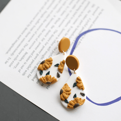handmade polymer clay daisy flower pattern earrings jewelry for womens girls kids