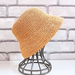 crochet straw basket hat style hand-woven accessories