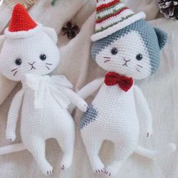 whimsical whiskers: adorable white cat amigurumi | crochet pattern pdf