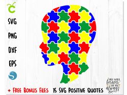 Head puzzle SVG, Autism awareness svg, Autism puzzle vector file, Autism png, Autism dxf, Autism puzzle svg, Autism logo