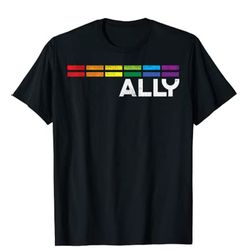 proud ally bars equality lgbtq rainbow flag gay pride ally t-shirt