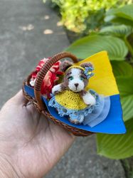 miniature teddy dog mini softy crochet puppy ooak pet friend for doll collectible toy dollhouse handmade small plush toy