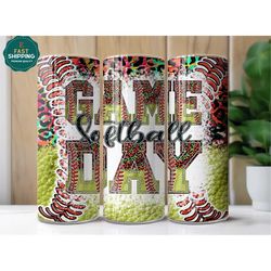 game day softball tumbler for women, softball gifts for her, softball cup girl, softball coach gift, softball gifts for