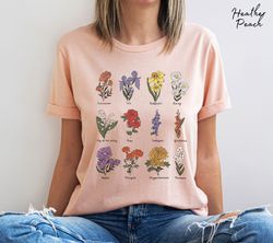 Custom Birth Flower Shirt, Birth Month Shirt, Birth Flower Bouquet, Birth Month Flowe