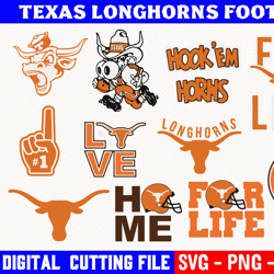 texas longhorns bundle, football team svg, texas longhorns svg, clipart png vinyl cut file, cricut, silhouette file