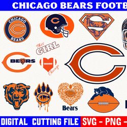 chicago bears bundle, football team svg, chicago bears svg, clipart png vinyl cut file, cricut, silhouette file