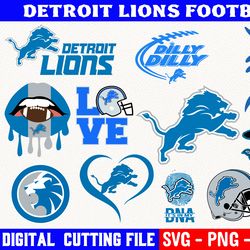 detroit lions bundle, football team svg, detroit lions svg, clipart png vinyl cut file, cricut, silhouette file