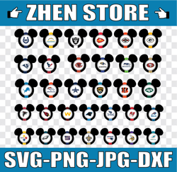 mickey mouse nfl teams svg, sports ball team, ears head bow, svg and png formats, mickey ball svg