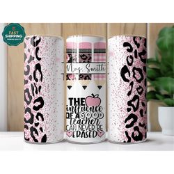 personalized teacher name tumbler, cheetah print tumbler for school teacher, cute teacher appreciation gift, teacher dai