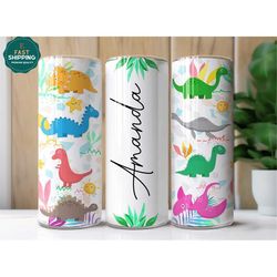 personalized dinosaur tumbler for her, dinosaur tumbler gifts for women, mom dinosaur tumbler cup, dinosaur tumbler gift