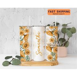 sunflower tumbler personalized, sunflower cup with straw, sunflower gifts for women, sunflower cup with name, sunflower