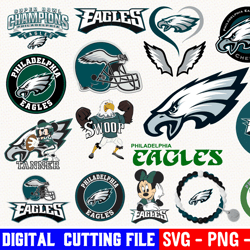 philadelphia eagles bundle, football team svg, philadelphia eagles svg, clipart png vinyl cut file, cricut, silhouette