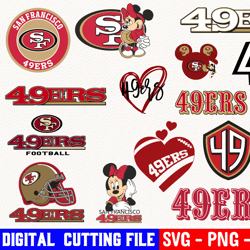 san francisco 49ers bundle, football team svg, san francisco 49ers svg, clipart png vinyl cut file, cricut, silhouette