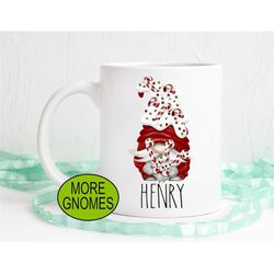 Candy cane gnome mug, Christmas gnomes,  Pick your Own Gnome, Name coffee mug, Custom Gnome with Personalization, hot co