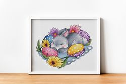 easter bunny decor, easter embroidery, easter mini egg cross stitch pattern pdf, cute easter decor, instant download