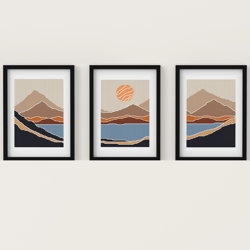 midcentury scenery boho mountain cross stitch abstract embroidery minimalist design modern cross stitch instant download
