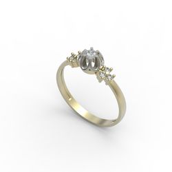 3d model of a jewelry ring with a large gemstone for printing. engagement ring. 3d printing