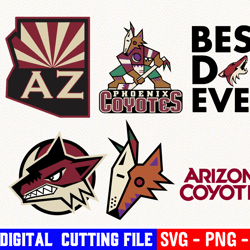 arizona coyotes bundle, ice hockey team svg, arizona coyotes svg, clipart png vinyl cut file, cricut, silhouette file