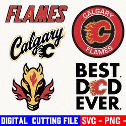 calgary flames bundle, ice hockey team svg, calgary flames svg, clipart png vinyl cut file, cricut, silhouette file